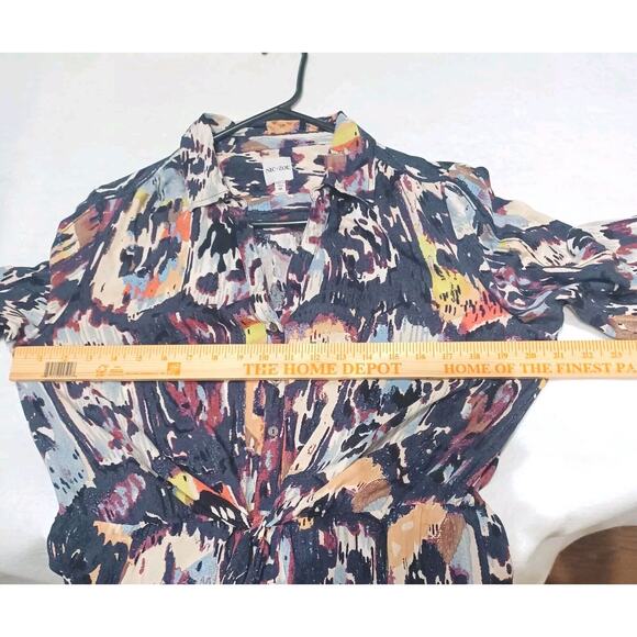 Nic and Zoe Women's medium Tie Front Medallion Mix Shirt Dress - Picture 9 of 11